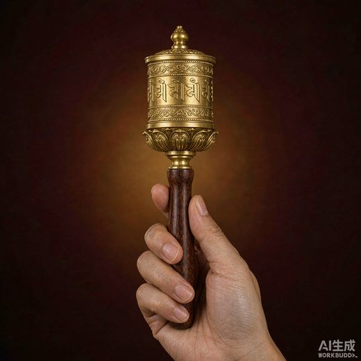 黄铜手持转经筒